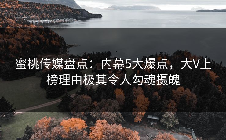 蜜桃传媒盘点：内幕5大爆点，大V上榜理由极其令人勾魂摄魄