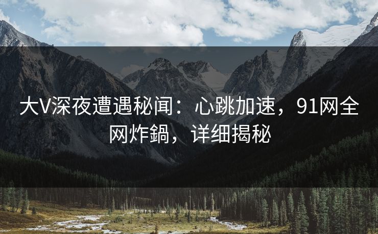 大V深夜遭遇秘闻：心跳加速，91网全网炸鍋，详细揭秘