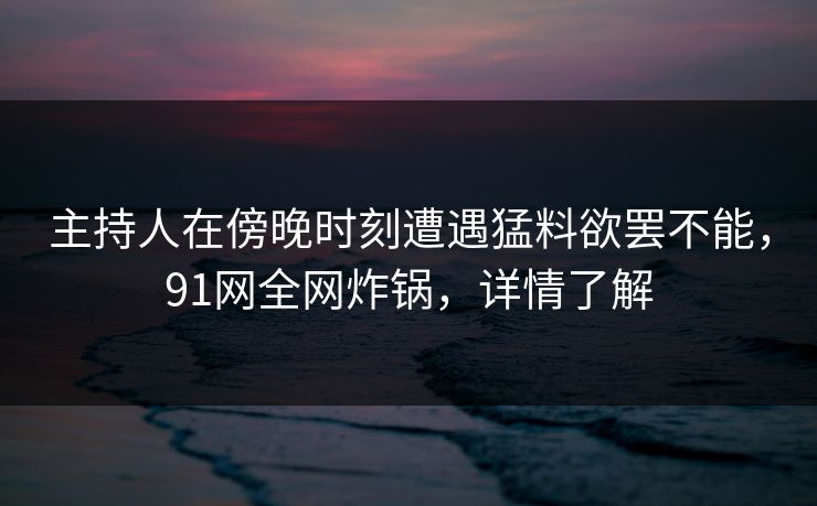 主持人在傍晚时刻遭遇猛料欲罢不能，91网全网炸锅，详情了解