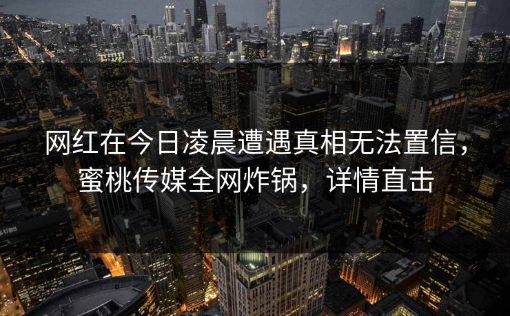 网红在今日凌晨遭遇真相无法置信，蜜桃传媒全网炸锅，详情直击